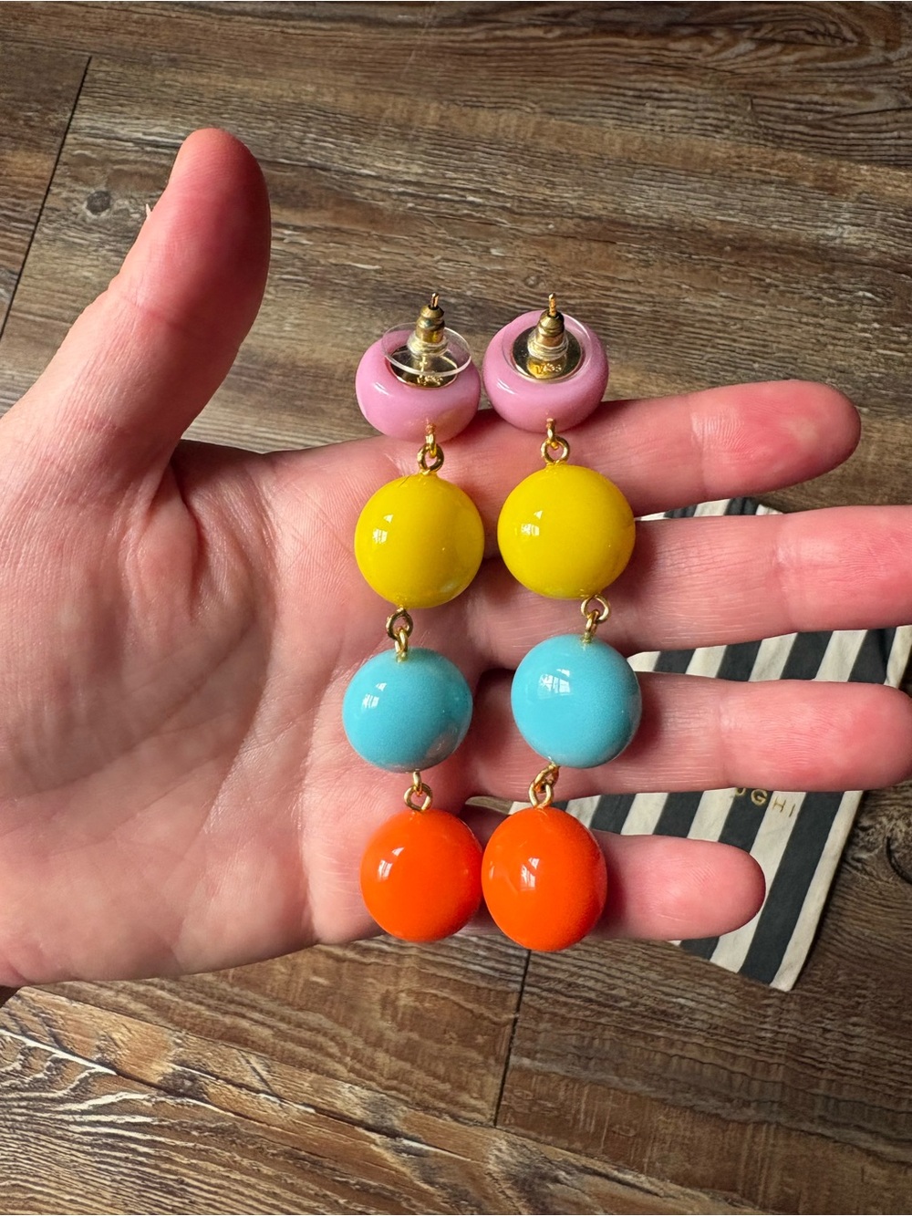Lele Sadoughi Taffy Rainbow Gumball Linear Earrings - Picture 5 of 5